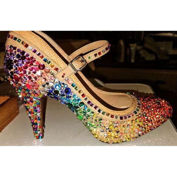 Gorgeous Rainbow Sequined Heels - Picture 8 of 15